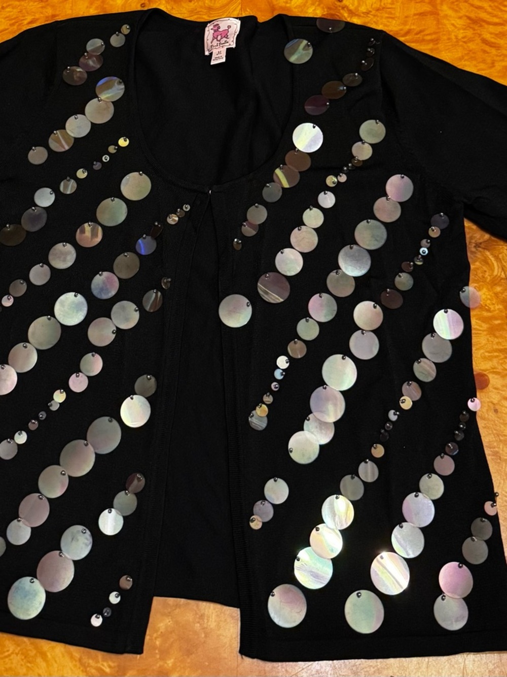 Black Sequin Disc Cardigan with Matching Tank - Picture 8 of 12